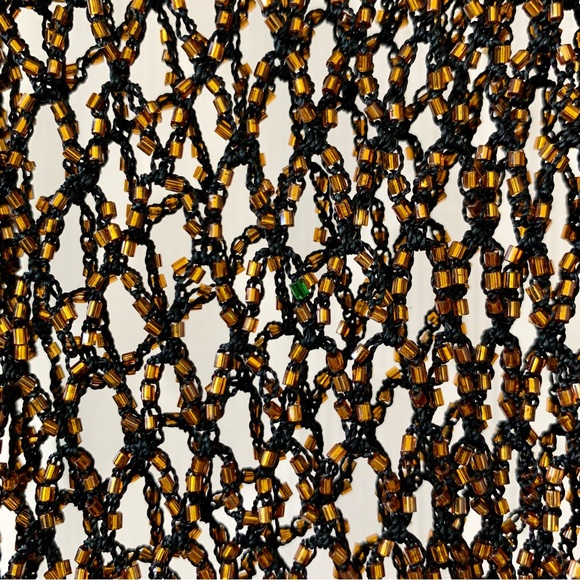 NWT Christine Phillipe Cali Couture Black & Bronze Beaded Crochet Knit Top Sz M - Picture 7 of 13